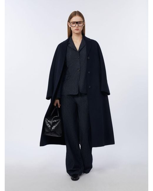 Max Mara Blue Flared Wool Coat
