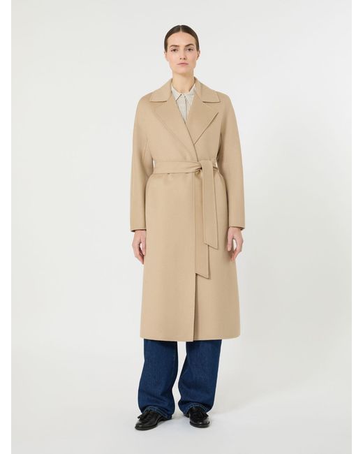 Max Mara Natural Langer Mantel Aus Wolle, Kaschmir Und Seide