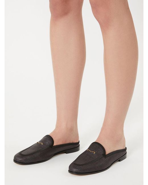 Max Mara White Raffia-Effect Canvas Mules