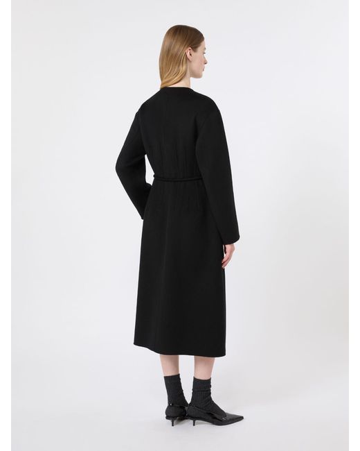 Max Mara Black Redingote-Mantel Aus Wolle, Kaschmir Und Seide