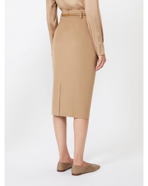 Max Mara White Bleistiftrock Aus Wolle