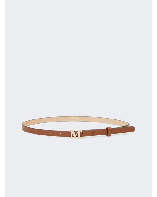 Max Mara White Leather Monogram Belt