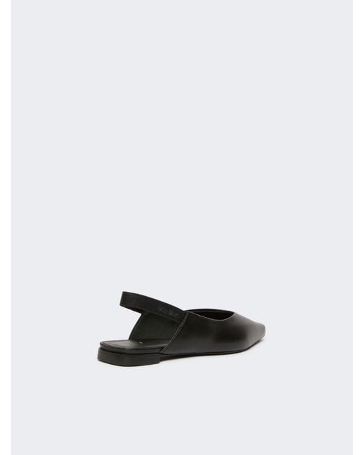 Max Mara White Nappa Leather Flat Slingbacks
