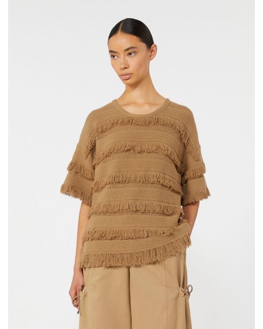 Max Mara Natural Oversized Patterned Viscose Sweater