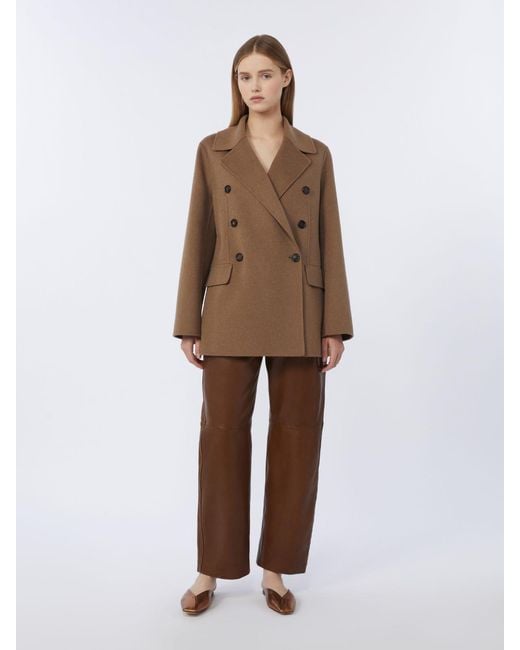Max Mara Brown Double-Breasted Double-Faced Wool Jacket