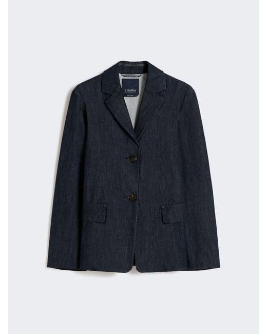 Max Mara Blue Single-Breasted Stretch Denim Jacket