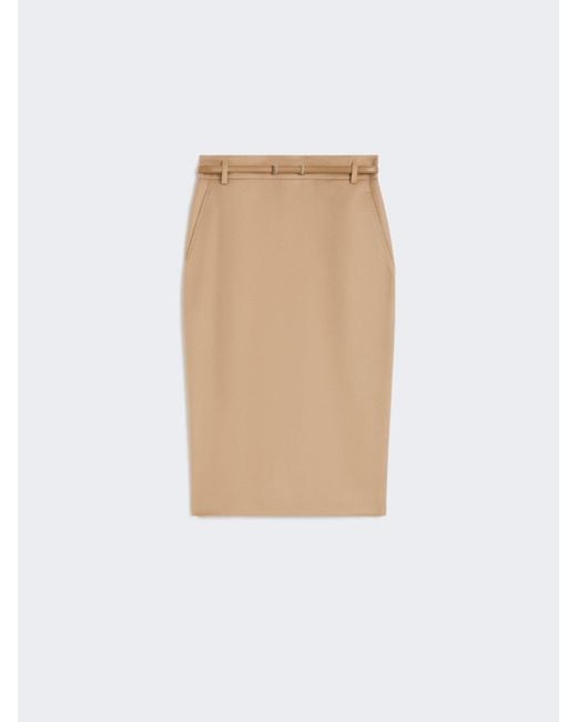 Max Mara White Bleistiftrock Aus Wolle