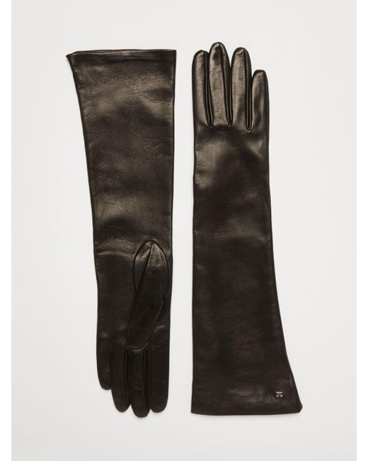 Max Mara Black Long Nappa Leather Gloves