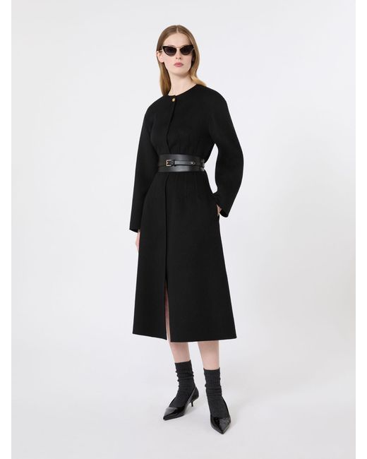 Max Mara Black Redingote-Mantel Aus Wolle, Kaschmir Und Seide
