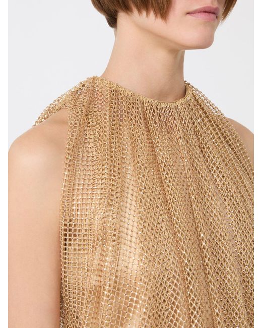 Max Mara White Mesh Top With Crystals