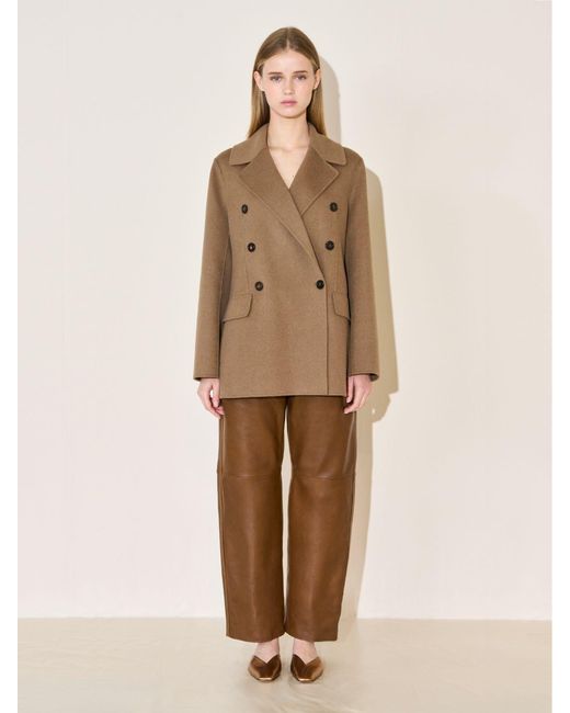 Max Mara Brown Double-Breasted Double-Faced Wool Jacket