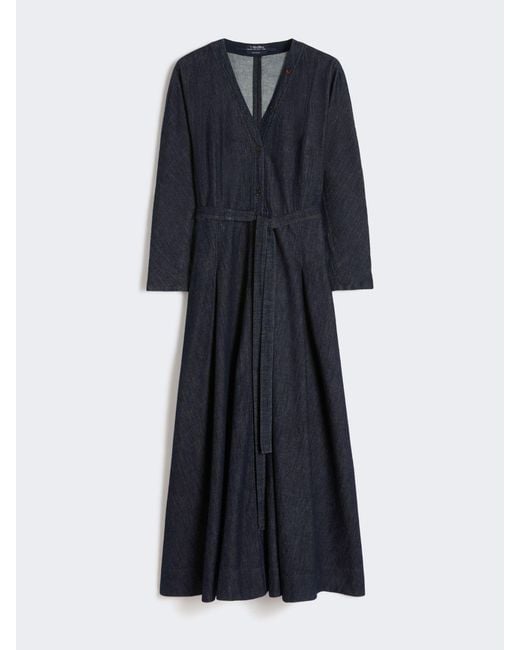 Max Mara Blue Cotton Denim Dress With Belt