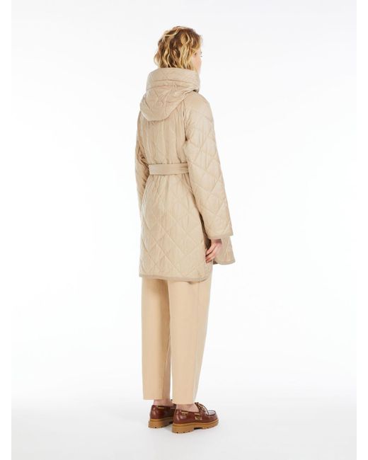 Max Mara Water-repellent Fabric Hooded Parka in Natural | Lyst