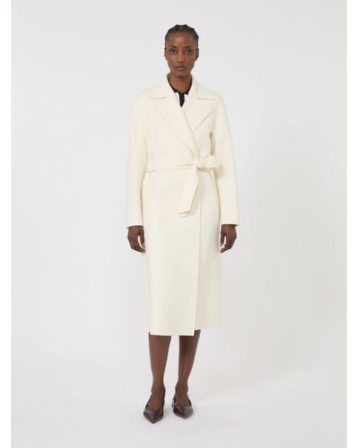 Max Mara Natural Langer Mantel Aus Wolle, Kaschmir Und Seide