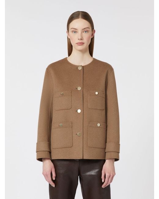 Max Mara Natural Cropped Wool Broadcloth Jacket