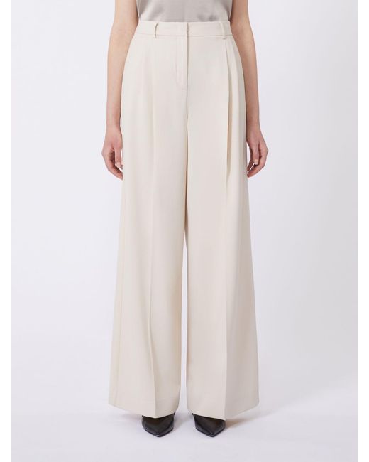 Max Mara White Wool-Blend Trousers