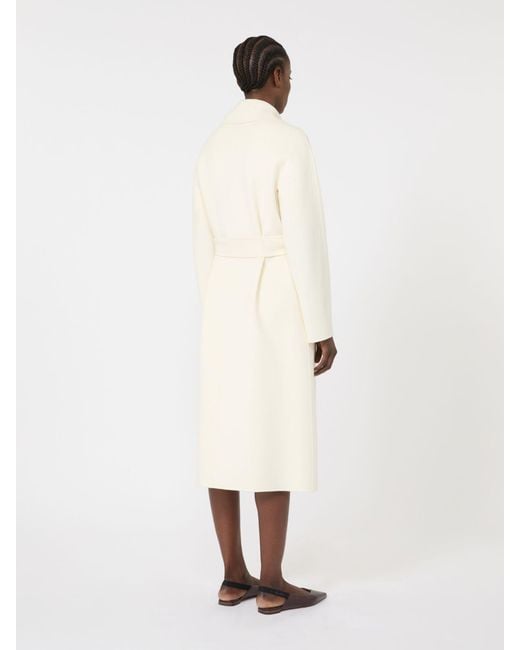 Max Mara Natural Langer Mantel Aus Wolle, Kaschmir Und Seide