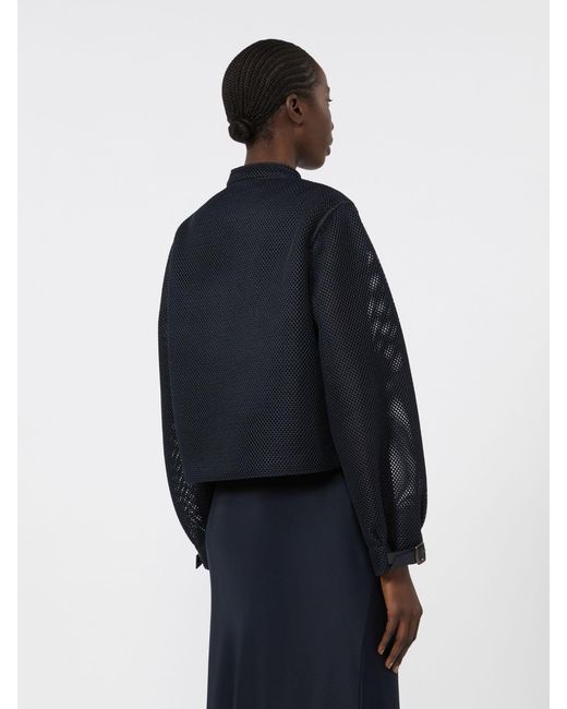 Max Mara Blue Technical Mesh Boxy Jacket