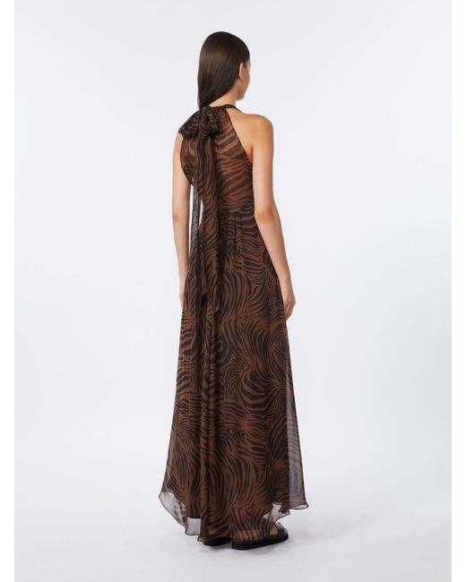 Max Mara Brown Printed Silk Chiffon Dress