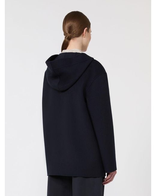 Max Mara Black Mantel Mit Kapuze, Aus Wolle, Kaschmir Und Seide