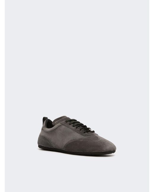 Max Mara White Flat Split-Leather Trainers
