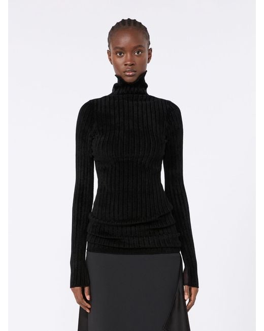 Max Mara Black Stretch Wool Sweater