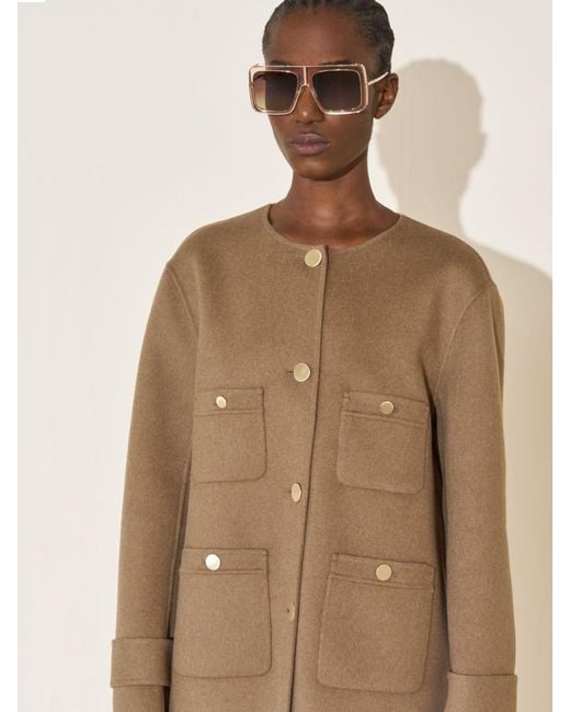 Max Mara Natural Cropped Wool Broadcloth Jacket
