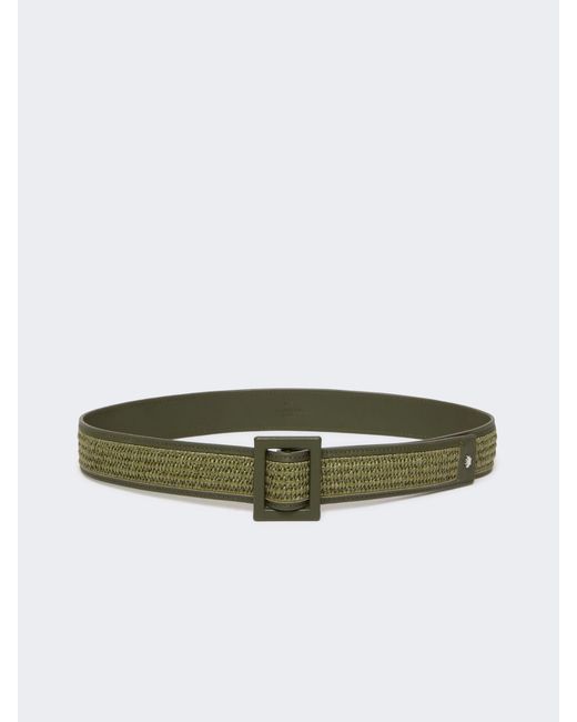 Max Mara Green Raffia Effect Belt