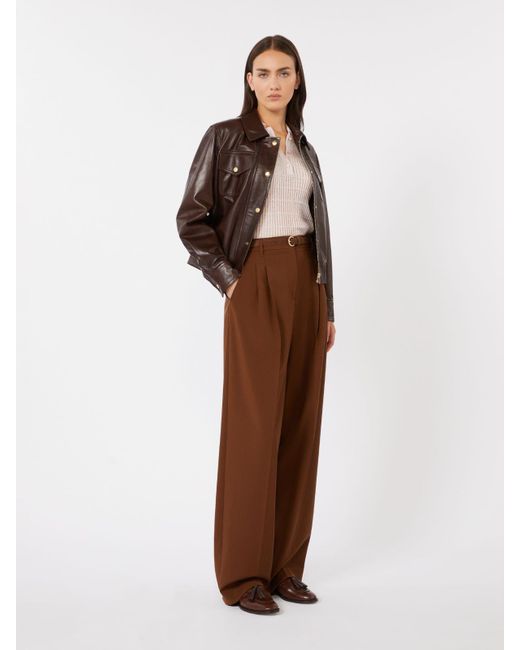 Max Mara Brown Fließende Hose Aus Wolle