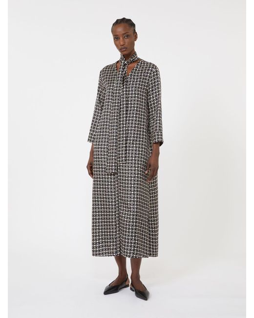 Max Mara Gray Printed Silk Dress