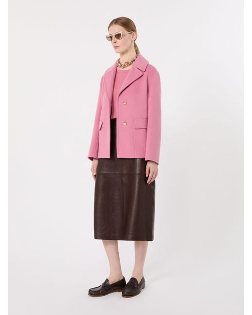 Max Mara Pink Drap Wool Single-Breasted Jacket