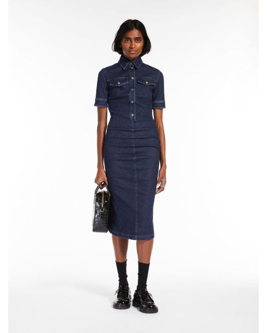 Max Mara Fitted Super Stretch Denim Dress in Blue | Lyst