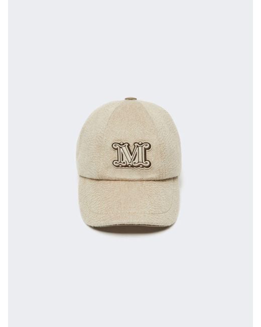 Max Mara White Cashmere Drap Baseball Cap