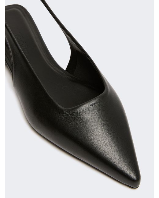Max Mara White Nappa Leather Flat Slingbacks