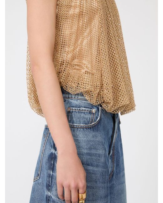 Max Mara White Mesh Top With Crystals