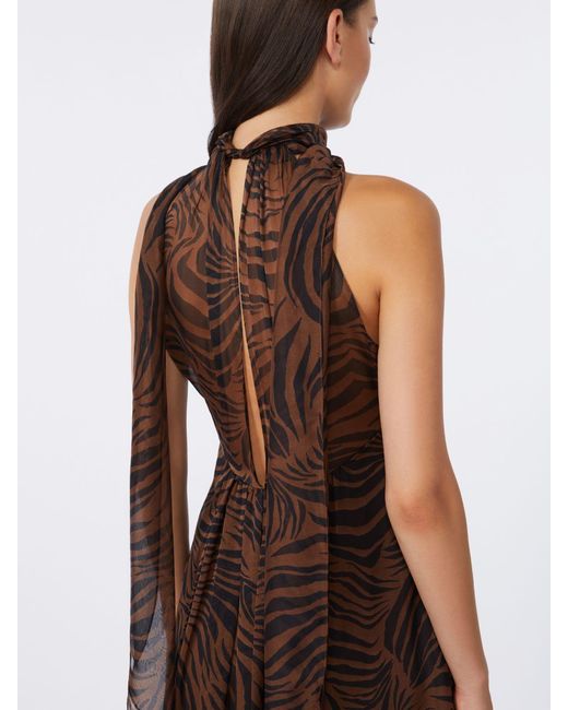 Max Mara Brown Printed Silk Chiffon Dress