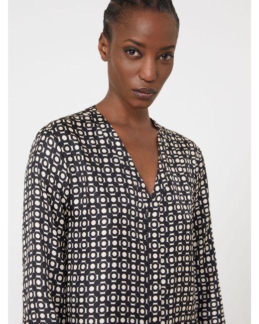 Max Mara Gray Printed Silk Dress