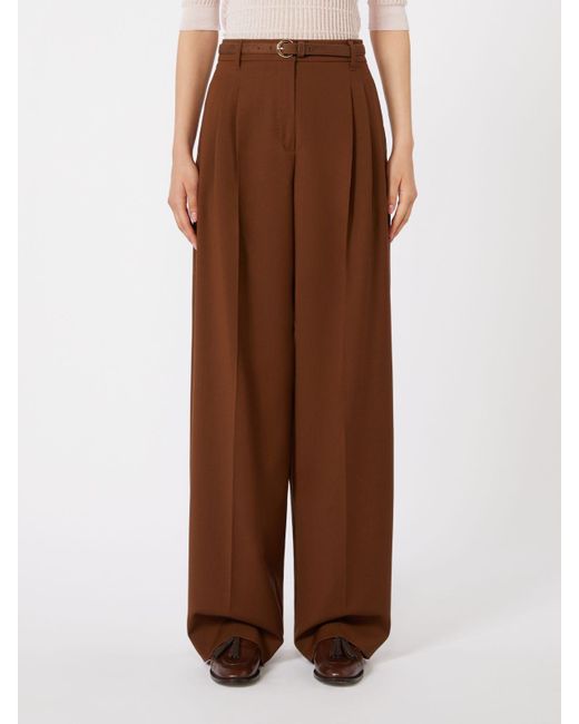 Max Mara Brown Fließende Hose Aus Wolle