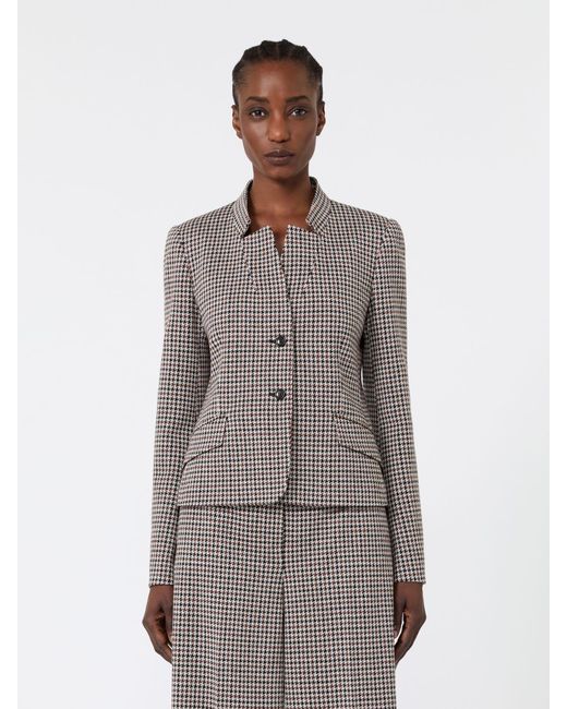 Max Mara White Slim Houndstooth Jersey Jacket
