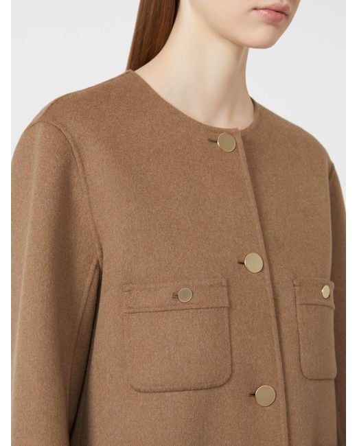 Max Mara Natural Cropped Wool Broadcloth Jacket