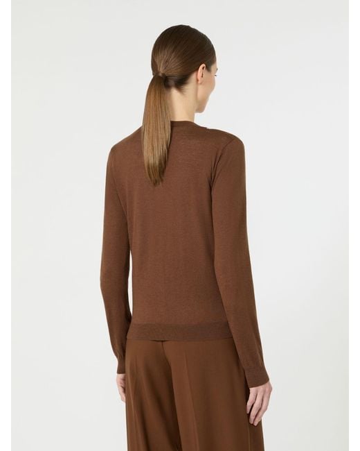 Max Mara Brown Cardigan Aus Wolle Und Seide Mit Argyle-Muster