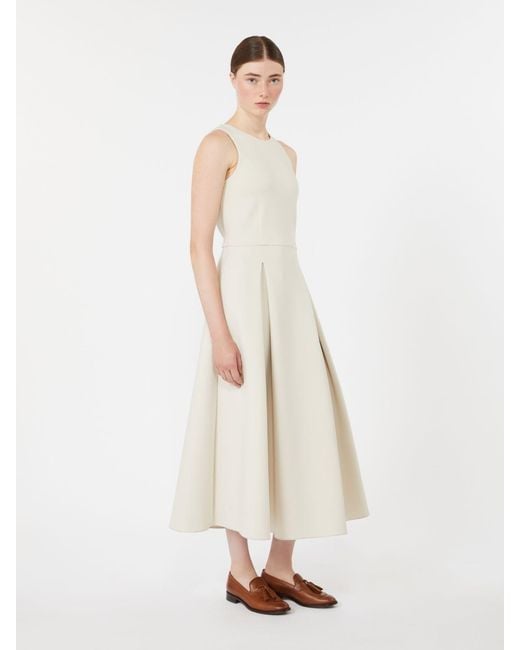 Max Mara Long Flared Scuba Jersey Dress in White | Lyst