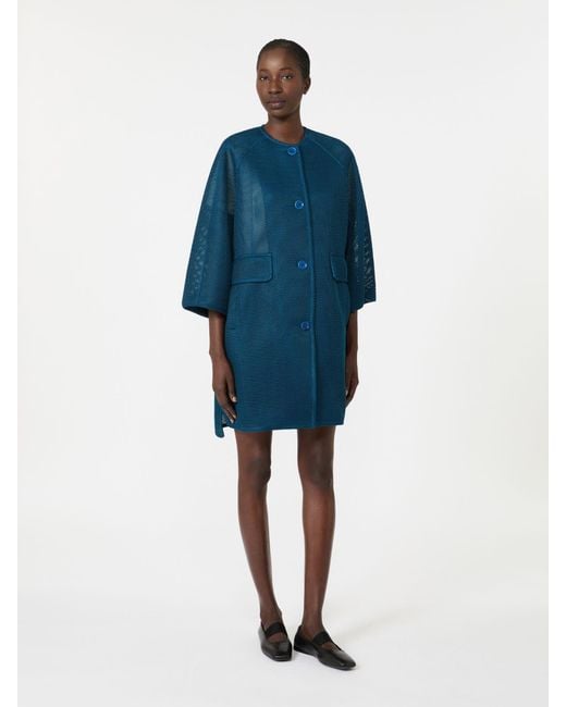 Max Mara Blue Technical Mesh Coat
