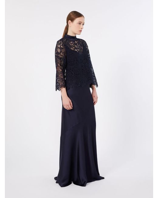 Max Mara Blue Macramé Lace Blouse