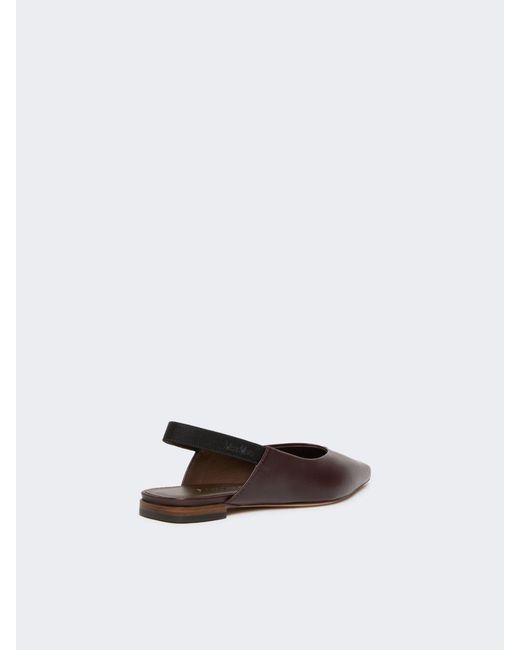 Max Mara White Nappa Leather Flat Slingbacks