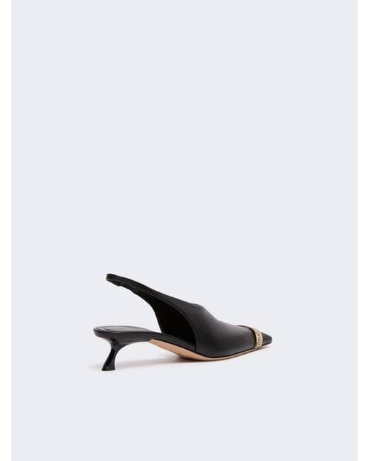 Max Mara White Nappa Leather Slingbacks