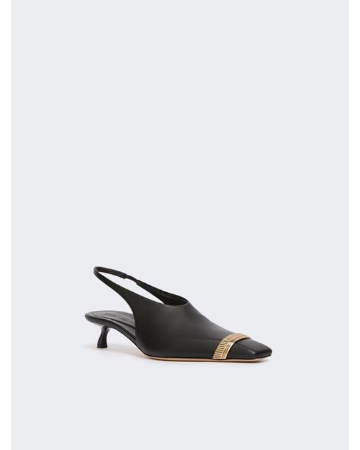 Max Mara White Nappa Leather Slingbacks