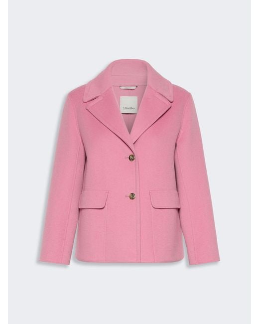 Max Mara Pink Drap Wool Single-Breasted Jacket