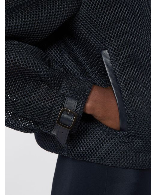 Max Mara Blue Technical Mesh Boxy Jacket