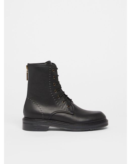 Max Mara Black Leather Ankle Boots